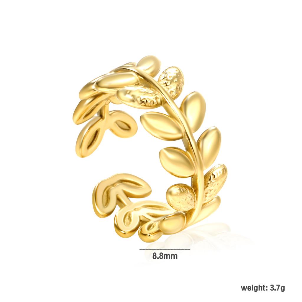 Fashion Hollow Geometric Adjustable Open Ring High-End Gold Tone Ring
