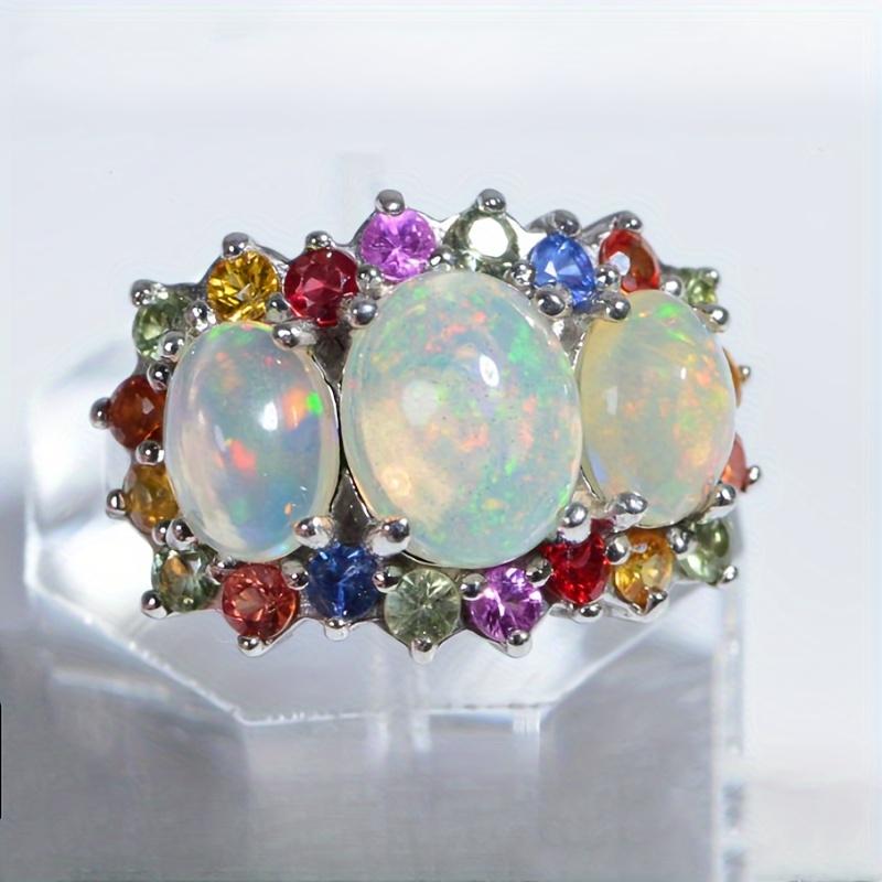 Fashion Unique Color Zirconia Ring New Light Luxury Exquisite Retro Ladies Wedding Jewelry Accessories Birthday Gift