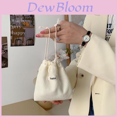 32133 Plain Corduroy Weave Tag Drawstring Closure Cosmetic Bag Women Portable Large Capacity