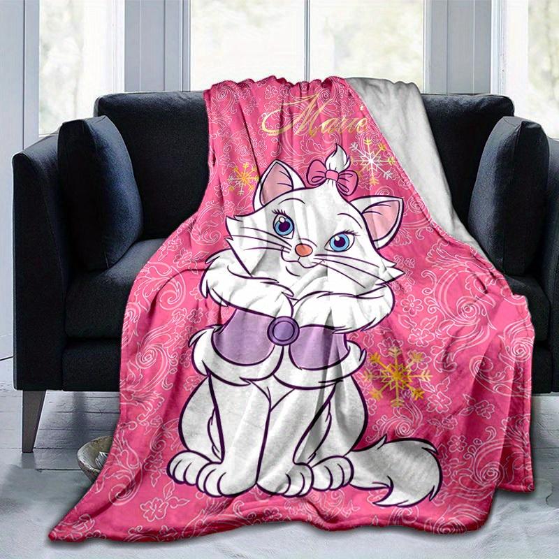 1PC Cute Cartoon Marie Cat Blanket, Seasonal Universal, Home Decoration, Throw, Blankets, Soft Flannel Throw Blanket, Versatile & Cozy for B
