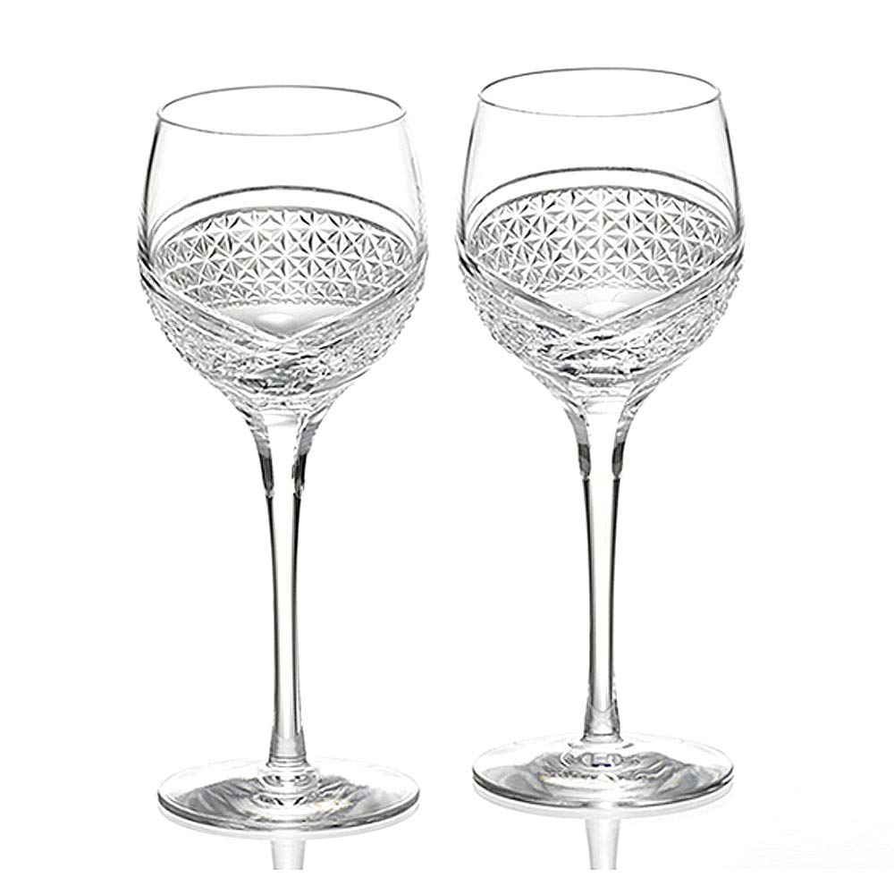 

Kagami Crystal/Glass Kiriko Pair of Wine Glasses, Hagoromo (KWP84-2902)