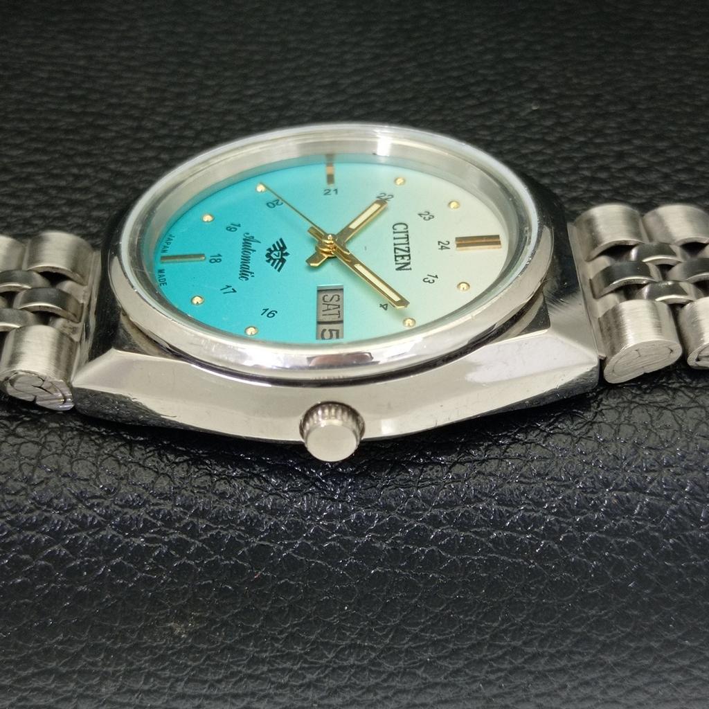 AUTOMATIC GENUINE VINTAGE CITIZEN 8200 JAPAN MENS SKY BLUE DIAL WATCH a500256-2 R151b-a500256