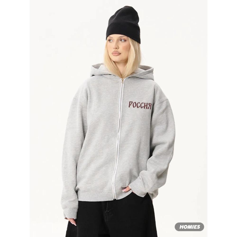 American Style Personalized Pattern Printed Men's and Women's Zipper Hoodie, Loose and Casual Zipper Sweater