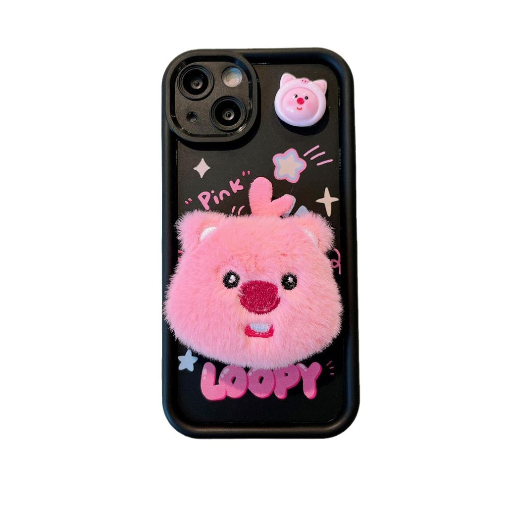 Für IPhone16 Handyhülle für Apple 15 Niedlich Rubin 12 Vollabdeckung 13 Cartoon 11 Plüsch 14 Kleiner Biber XR