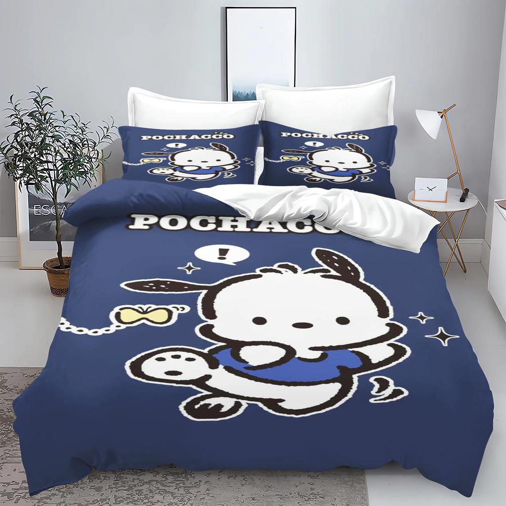 Cute Pochacco Dog Bedding Sets Comforter Cover Bed Cover Duvet Cover Pillow Case 2-3 Pieces Sets Kids Adult Bedroom Decor