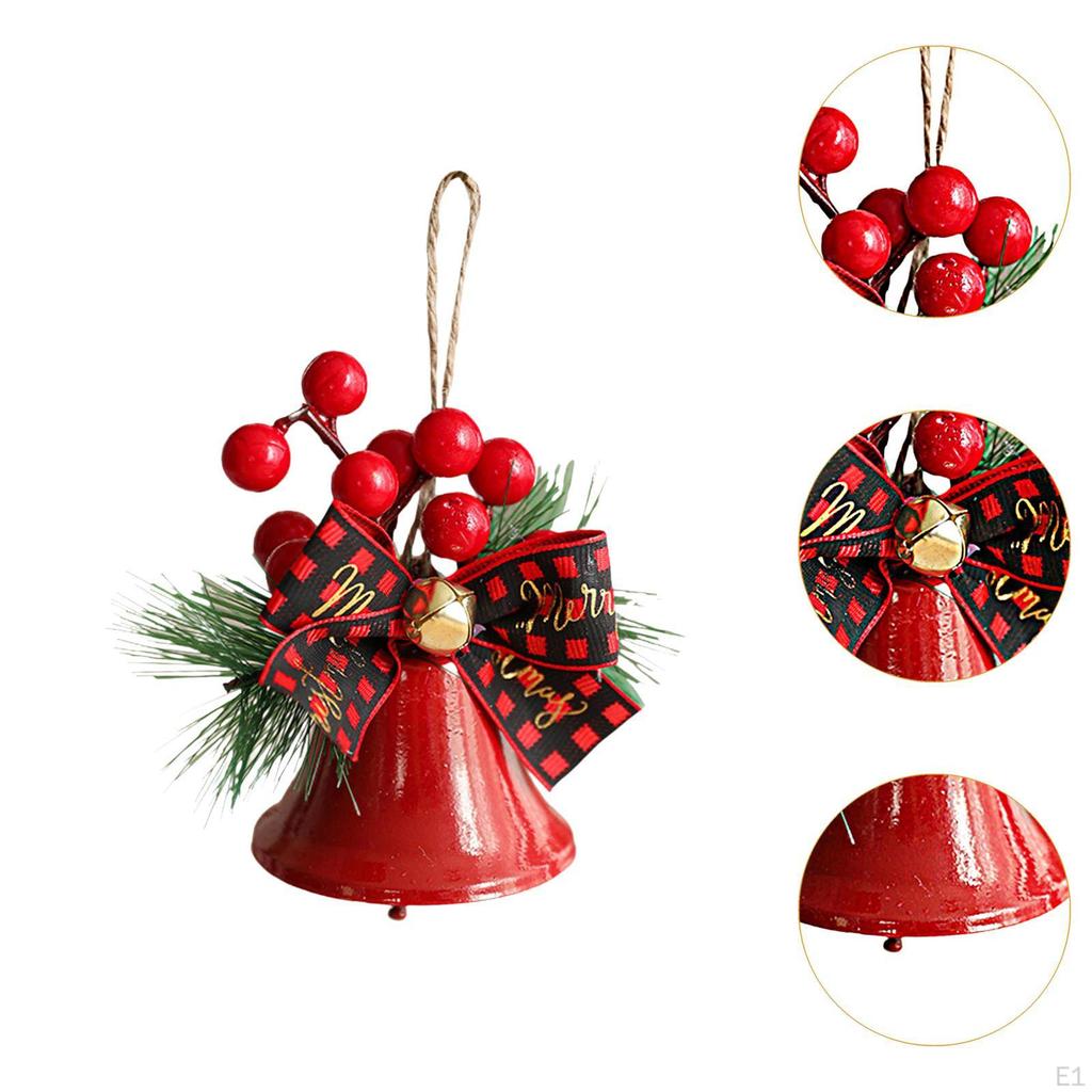 Christmas Bow with Bell Decoration Crafts Decorative, Small Xmas Door Hanger for