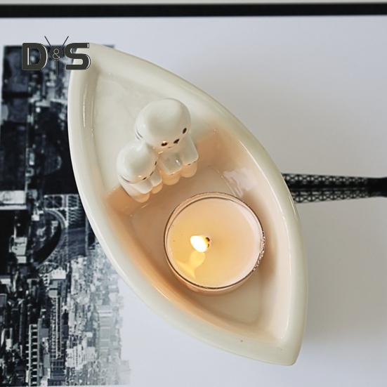 Portacandela Gatto a Forma di Barca Tazza per Aromaterapia Gattini Zampe Calde Portacandela Tealight per Decorazione Casa Camera da Letto Soggiorno