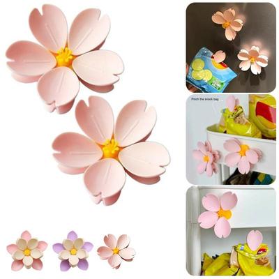 Klipsy Magnetyczne Sakura Klipsy do Zamykania Żywności dla Świeżości Klipsy Wielokrotnego Użytku do Chipsów z Magnesem na Lodówkę Urocze Kwiaty Wiśni Dom Biuro Prezenty