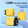 120W Dual PD & Dual Type-C Fast Charger for Mobile Phones with EU & UK Plugs