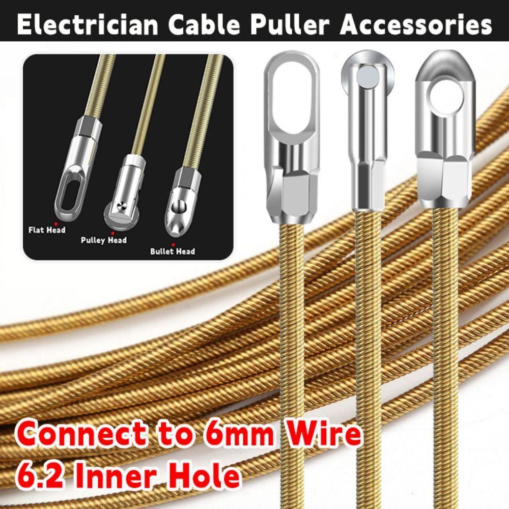 Carbon Steel Wire Puller Connector Head Connect To 6mm Wire Cable Puller Accessories Automatic Thread Guide Electrician Tools
