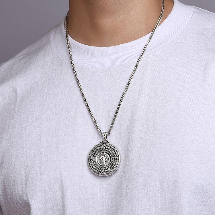 Chiba Thai Silber Drehbarer Lotus Mantra Anhänger - Antiker Stil für Damen und Herren