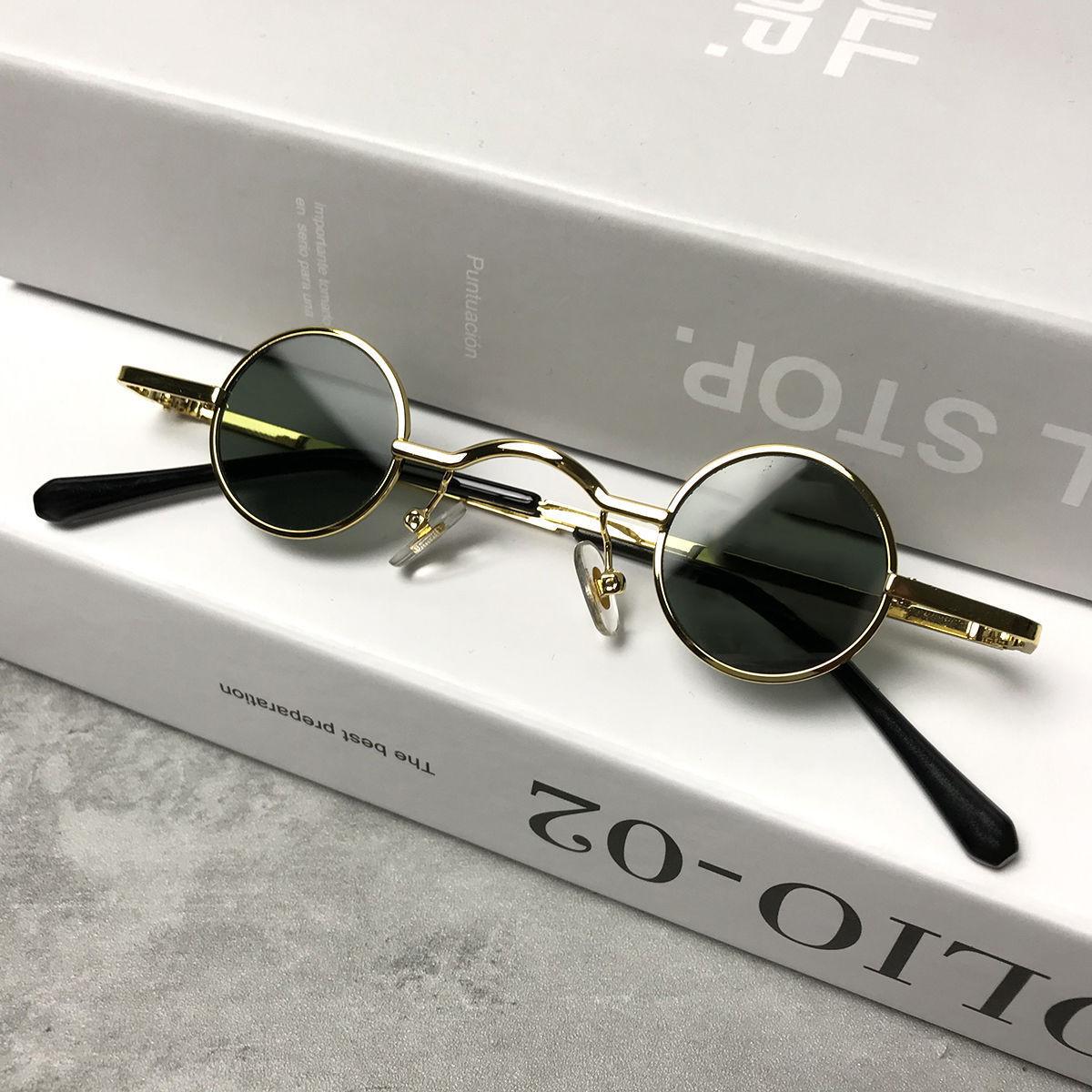 Wipon Women's New Metal Vintage Punk Small Sunglasses Men Retro Round Y2k Sun Glasses Fashion Eyewear Gafas Sol Mujer Uv400