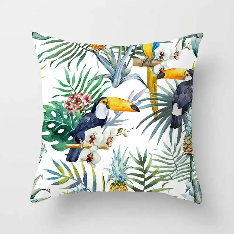 Tropical Plants Cactus Monstera Summer Decorative Throw Pillows Cushion Cover Palm Leaf Green Home Decor Pillowcase