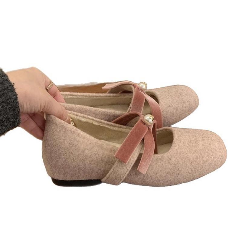 Kleine quadratische Zehenpartie Einzelne Schuhe Damen Frühling und Herbst Neue Saison Fee Sanfter Wind Schlicht und Bequem Weich Flacher Ausschnitt Mary Jane Schuhe