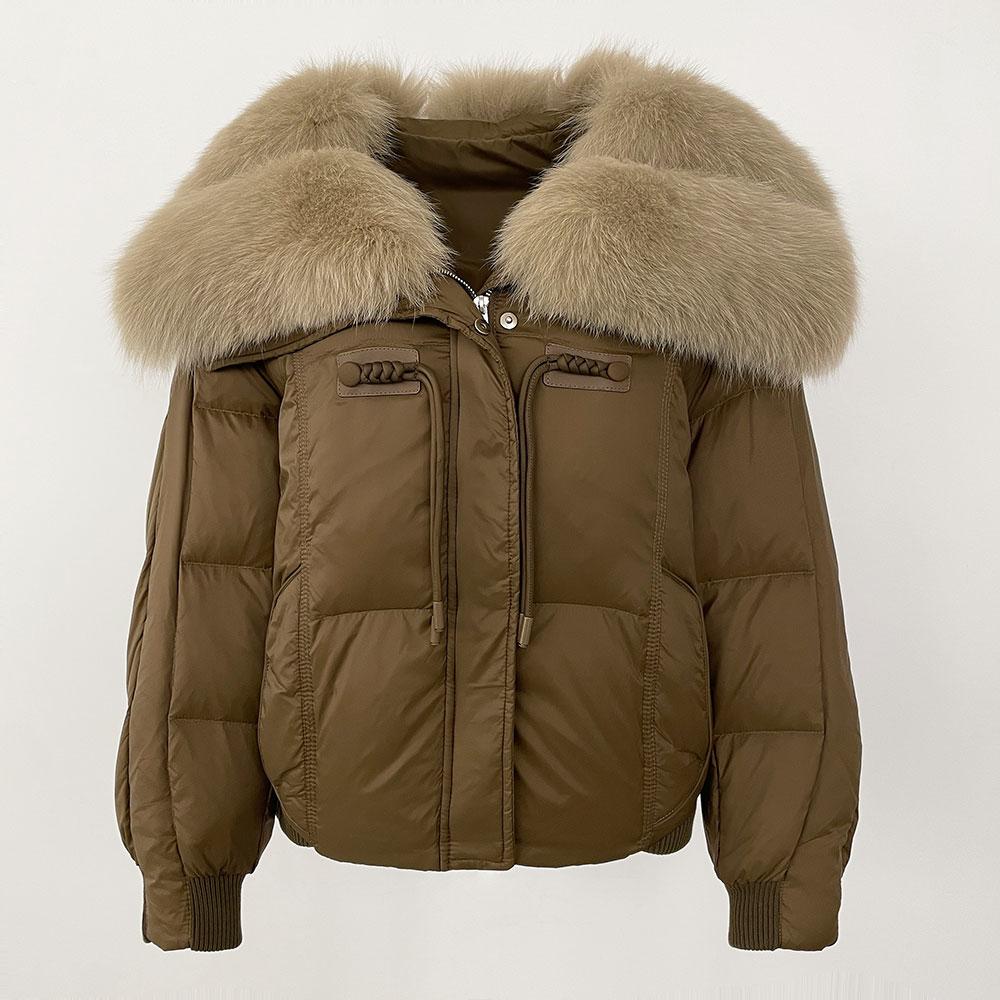 

OFTBUY 2024 зимняя куртка женская большая с воротником из натурального лисьего меха натуральное толстое теплое пальто на 90% утином пуху короткая верхняя одежда уличная свободная одежда M