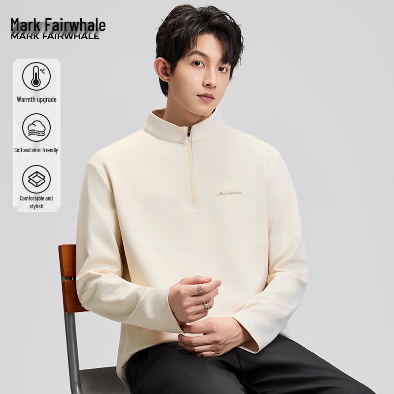 Mark Fairwhale Men s American Retro Half-Zip Stand-Collar Fleece T-Shirt M