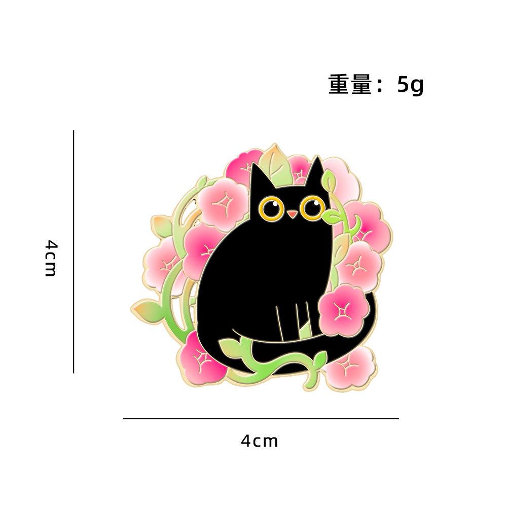 Außenhandel neue Pflanze Blume Katze Brosche Klein Frisch und Niedlich Tier Topfpflanze Schwarze Katze Metallabzeichen Kleines Geschenk