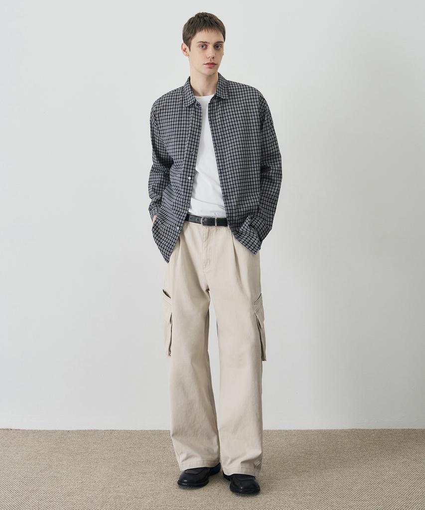 DRAW FIT Miles Washed Cotton Cargo Pants [Sand]
