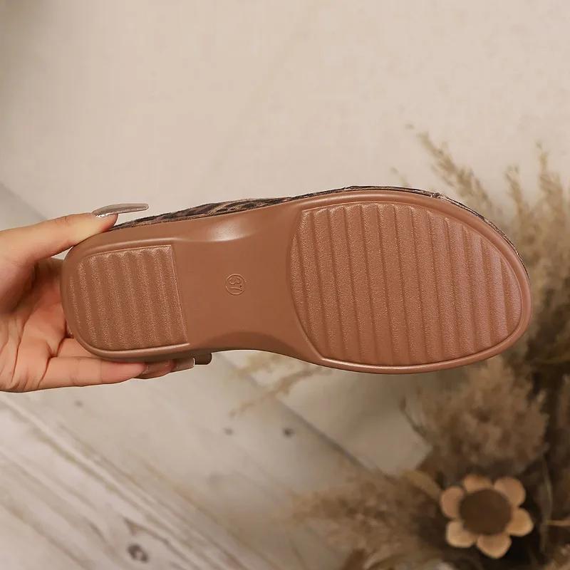 Women's Fashion Sandals Summer Open-toed Women's Slippers Comfortable Lightweight Wedge Shoes Classic Printed Platform Slippe
