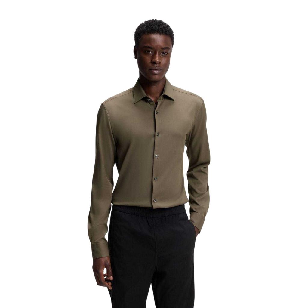 Hugo Boss Mens Solid Slim Long-Sleeved Shirt