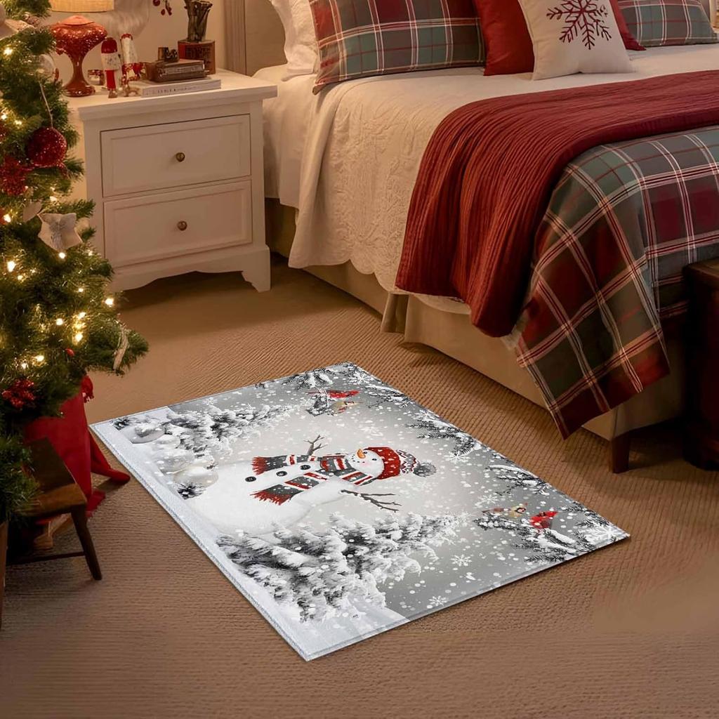 Christmas Snowman Xmas Tree Snowflake Entrance Doormat Decor Non Slip Corridor Balcony Rugs Bedroom Floor Mat Xmas Decor