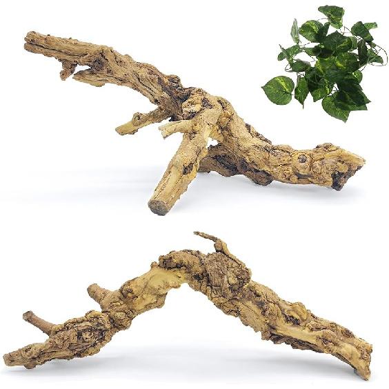 VCEPJH Snake Climbing Branch, 2Pcs Reptile Wood Natural Cork Log Tank Accessories Tree Trunk for Chameleon Bearded Dragon Gecko Snake Frog Spider