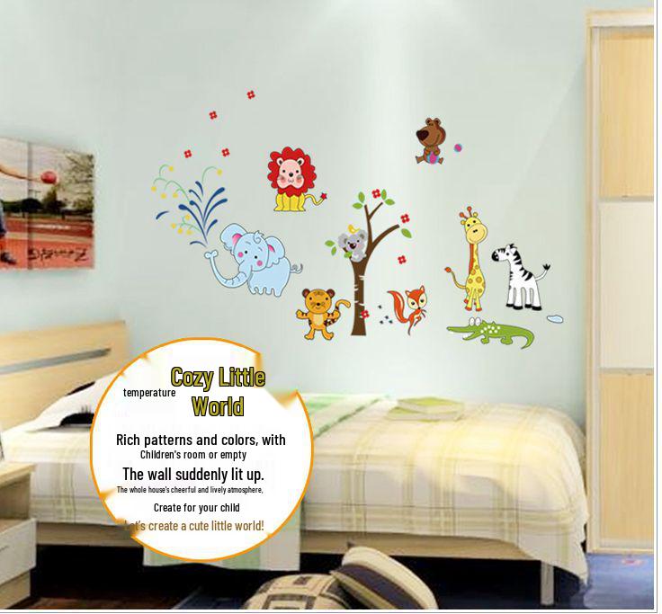 AY9221 Cute Cartoon Animal World Removable Wall Sticker – PVC Transparent Film