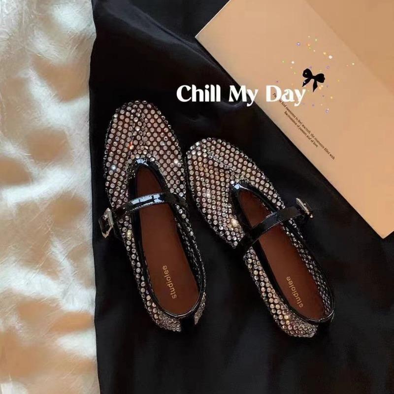 

Новое стекло разбитой мечты~ сверкающая страза пряжка-одно слово с неглубоким вырезом туфли-лодочки Мэри Джейн женские 35