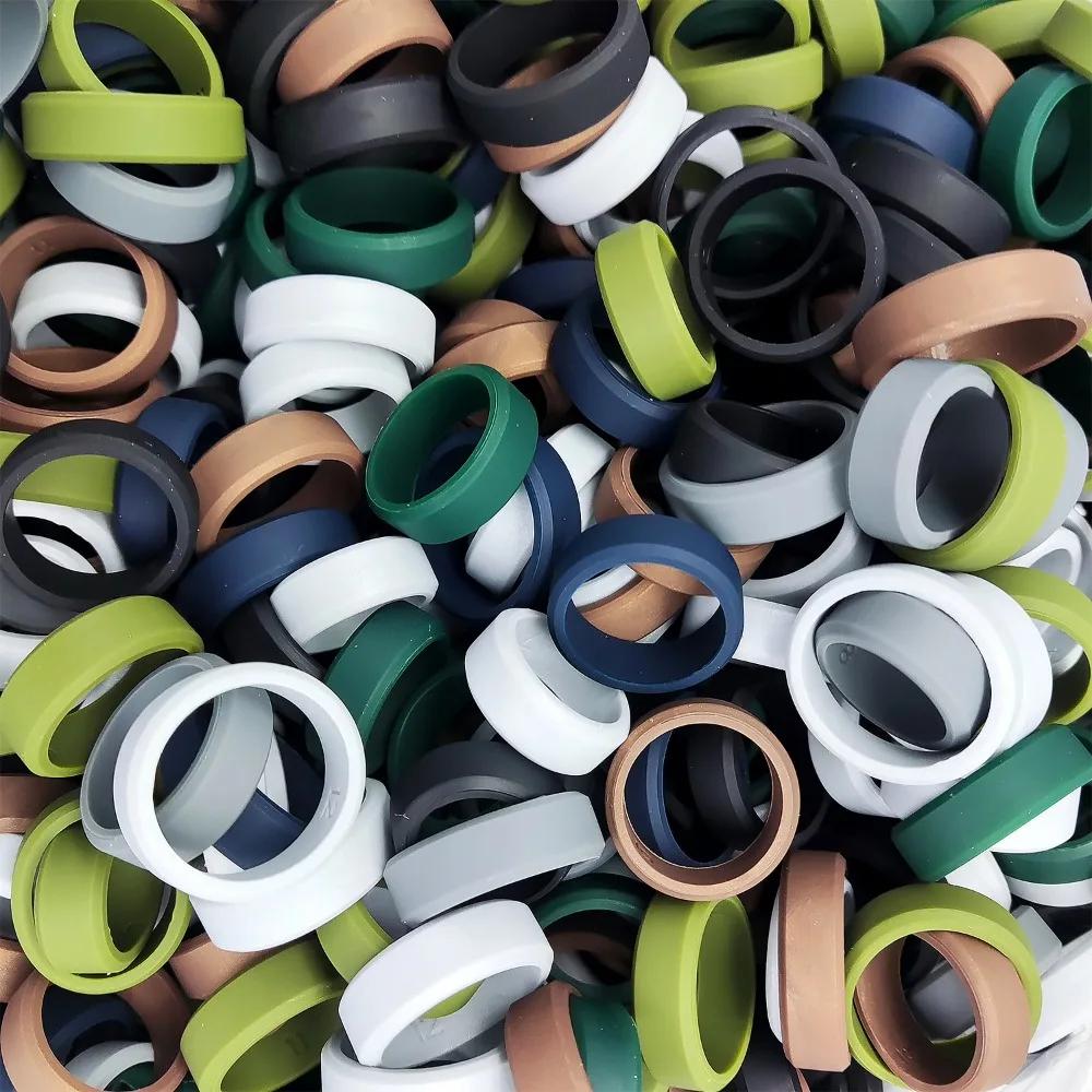 Men's Silicone Wedding Bands, 8mm Wide Rubber Rings for Workout Sports Safety, Comfort Fit Ring Set for Men