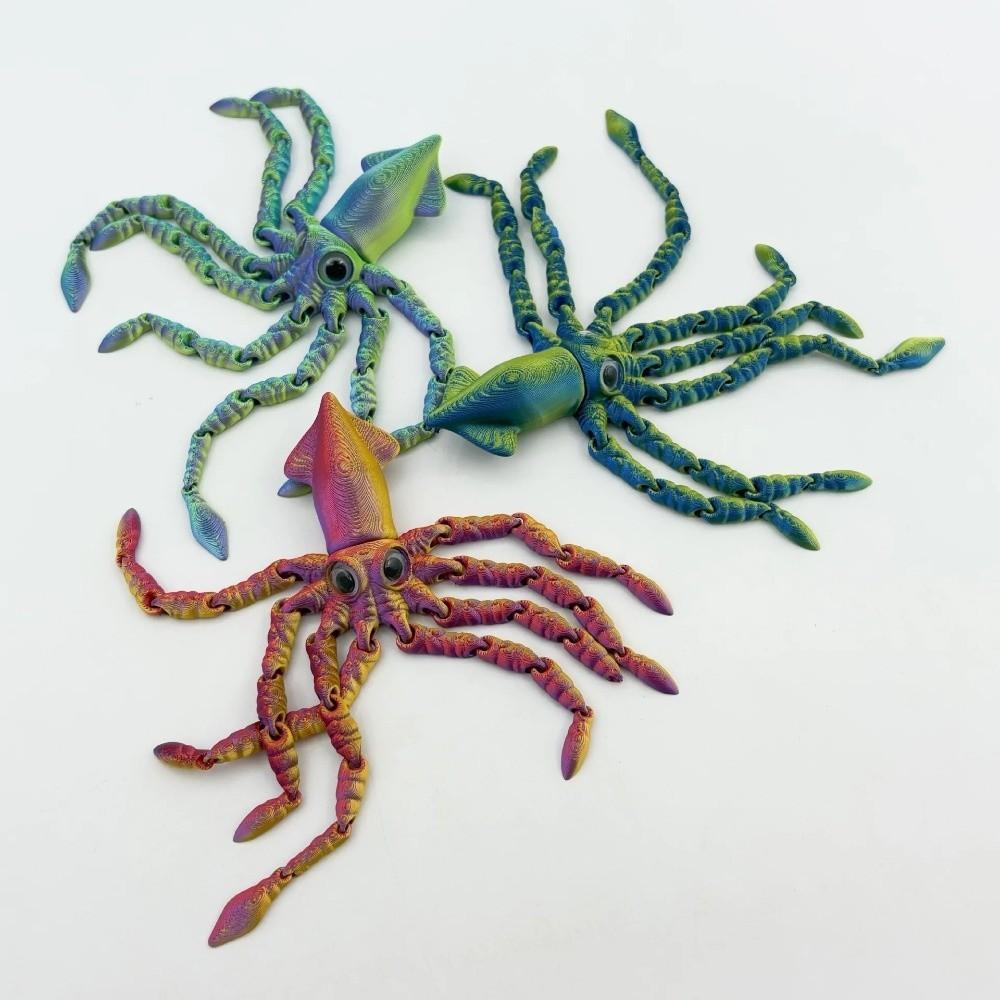 Action Figures 3D Printed Model Toy Movable Joints Octopus Model New Squid Model For Kids Gift