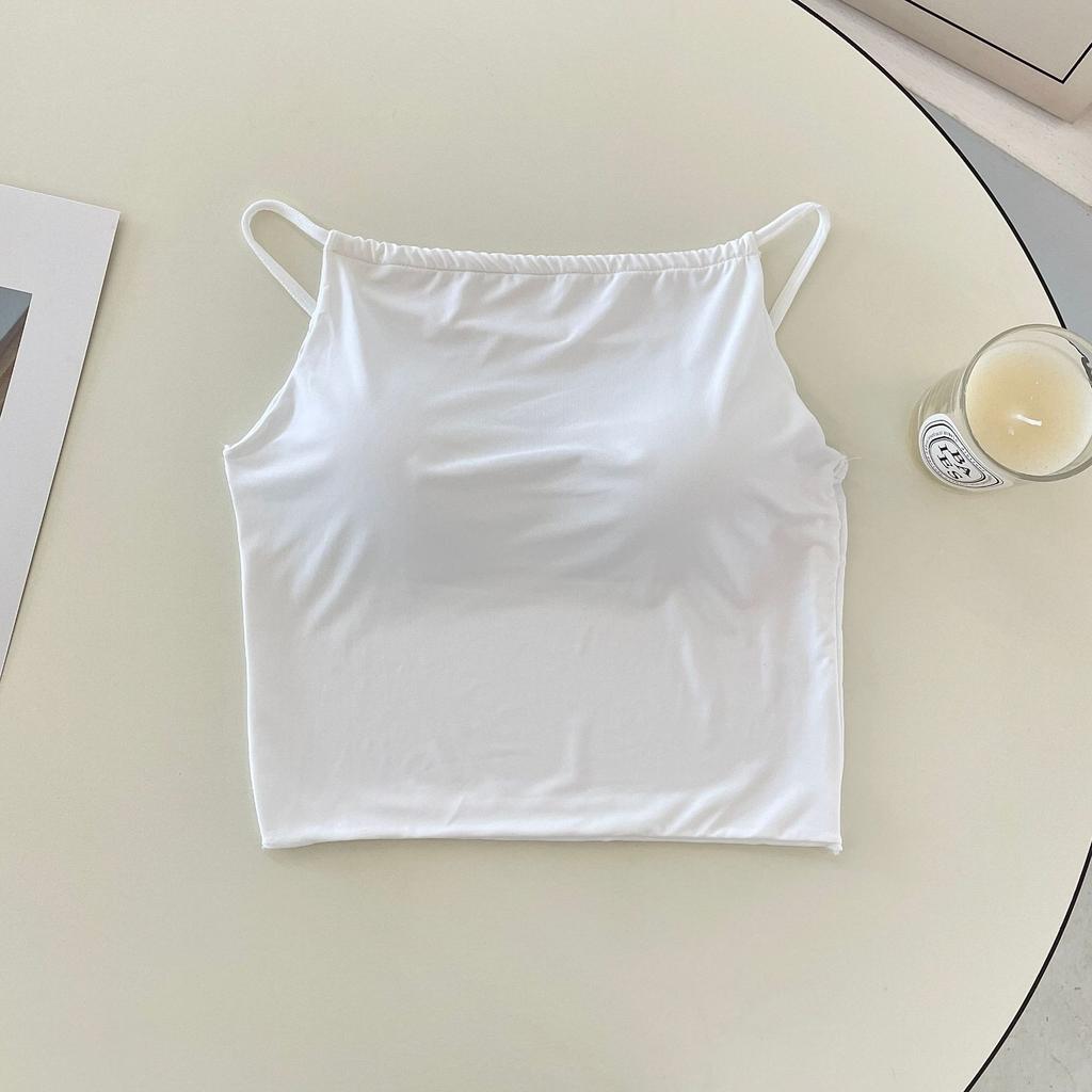 Beautiful Back Ice Silk Small Suspender Vest Women's Summer Sports Pure Desire Wind Tube Top with Chest Pad Base, Outer Wear Yoga Bra