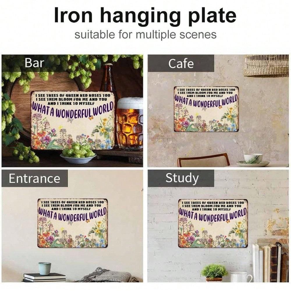 Vintage Metal Tin Sign Retro Wall Decor Butterflies Flowers Home Art