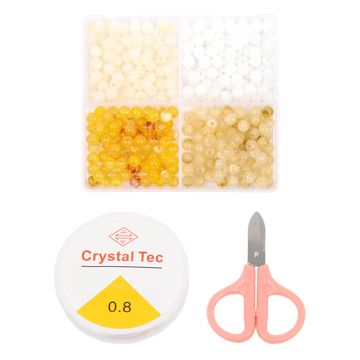 

Набір для виготовлення прикрас з акрилового бісеру 4 різнокольорові коробки 6 мм, 440 шт., браслет, намисто ручної роботи, виготовлення подарунків своїми руками 9.8cmx8.5cm(style8)