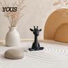 Stress-relieving Desk Toy Meditating Giraffe Figurine, Matte Black Zen Decor, Funny Expression Ornament, Sturdy Stress Relief Accessory Stable