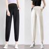Maternity pants, ice silk belly support, cool and thin in summer, pregnant women's nine-point pants loose, large size casual, loose feet