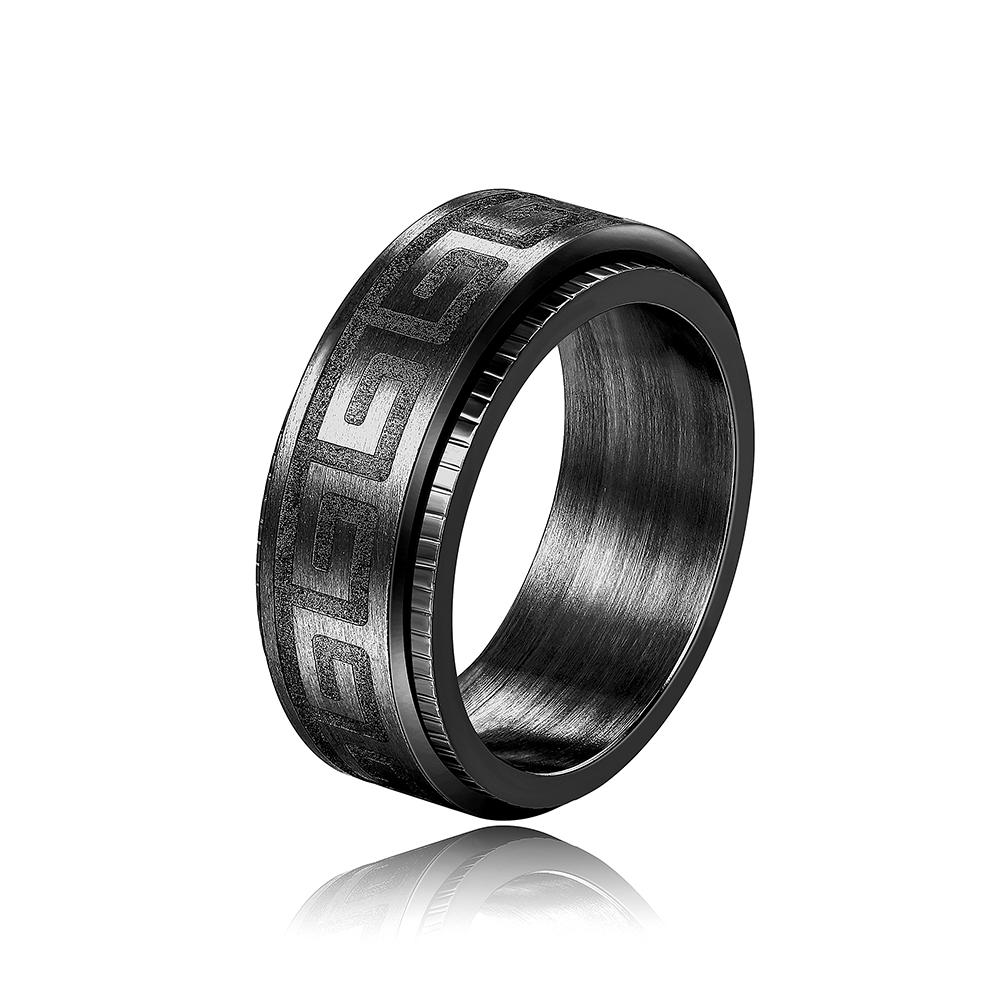 Simple Titanium Steel Couple Rings Fashion Rotating Ring for Men Embossed Great Wall Pattern Jewelry Gifts