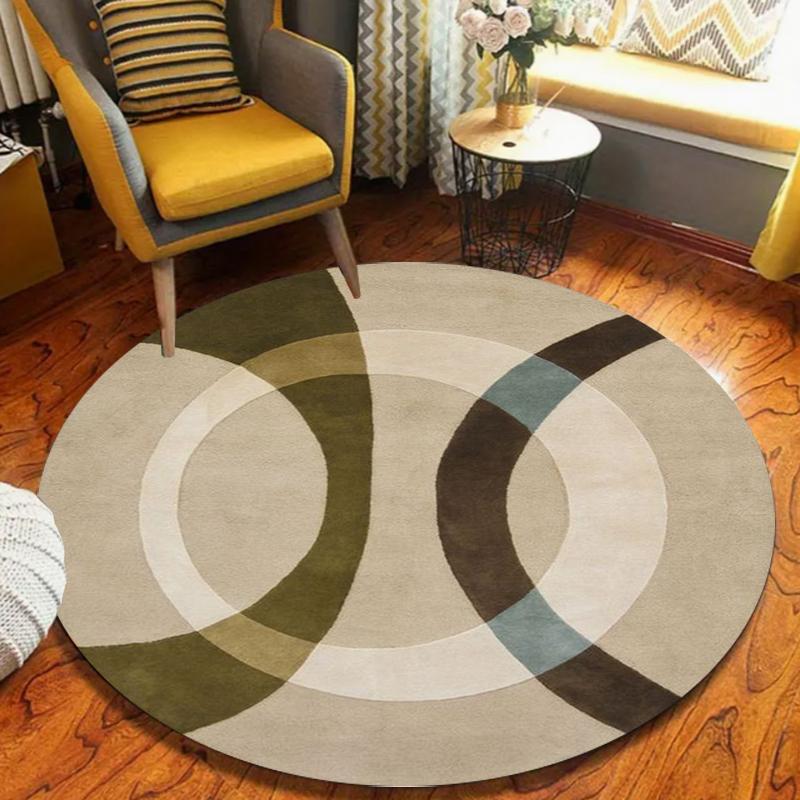 

Round Curved Ring Geometric Pattern Area Rug Minimalist Non-Slip Mat for Living Rooms Elegant Home Spaces 80cmx80cm