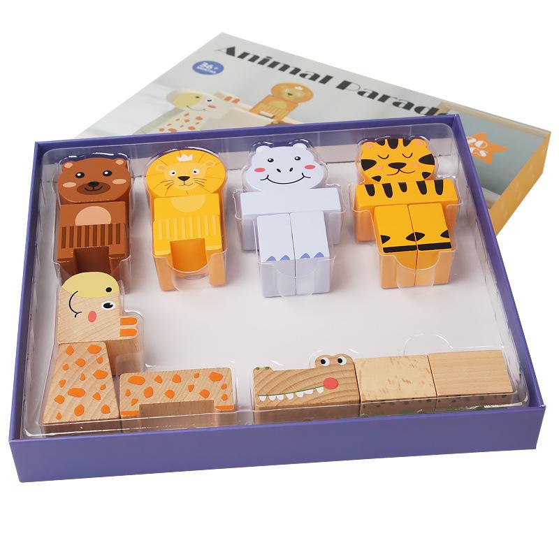 Early Childhood Education Educational Large Particle Building Block Animal Parade Stacked Music Wooden Balance Toy