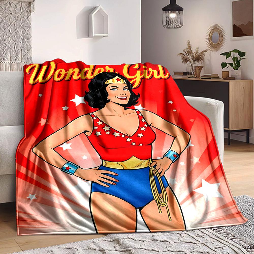 1pc Wonder Girl, Superhero Flannel Throw Blanket Soft, Warm & Cozy for Couch, Bed, Office, and Travel Versatile All Season Gift, Christmas Present