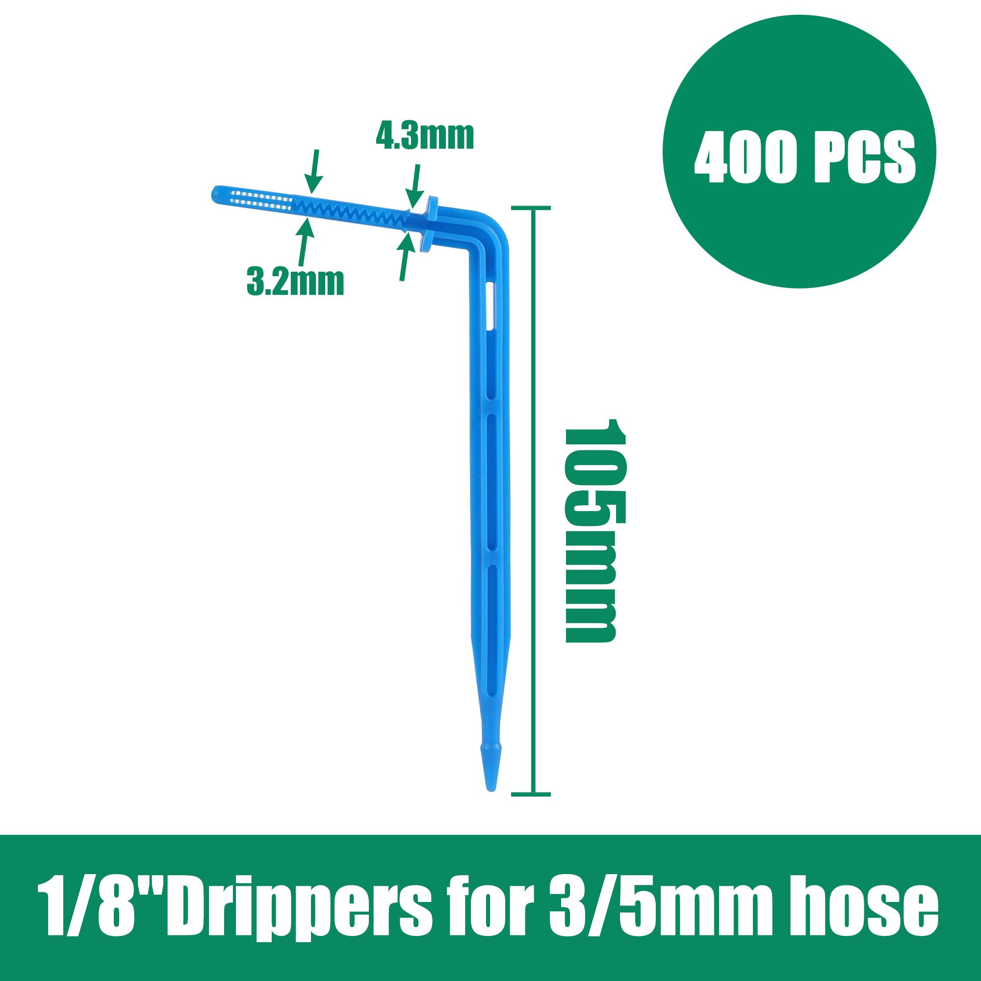 400PCS Curved Drip Irrigation Emitter 3/5mm Garden Irrigation Potted Angled Dripper Garden Micro Drip Irrigation Dripper синий