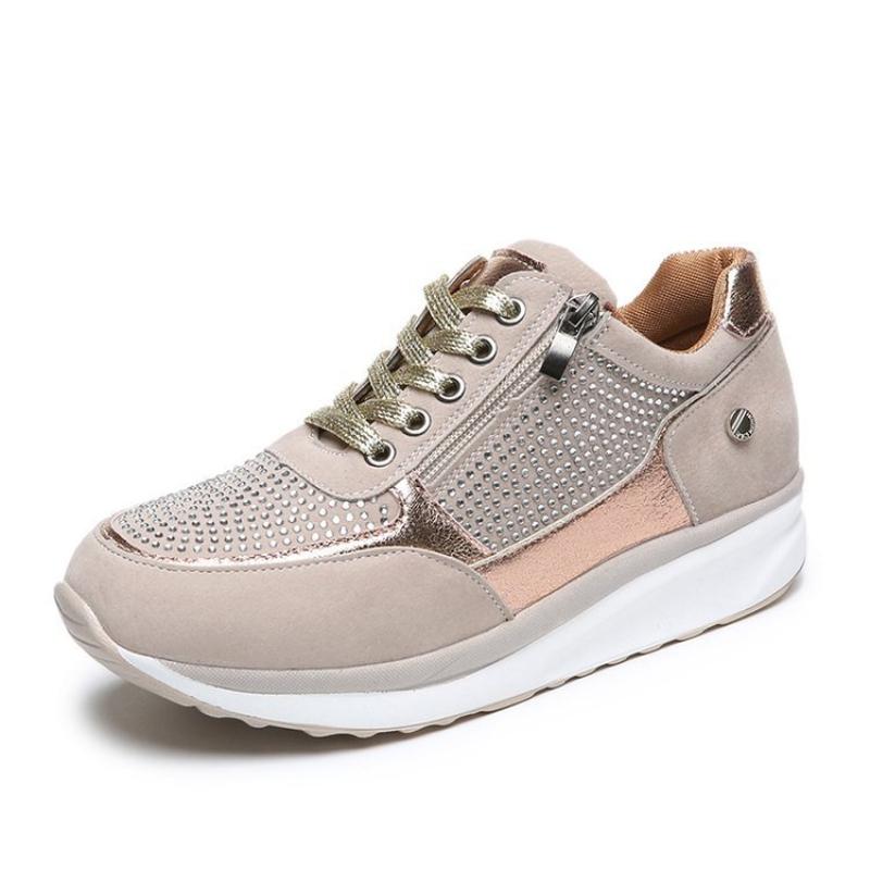 New Women's Sneakers Luxury Crystal Causal Shoes Women Platform Sport Shoes Fashion Plus Size Women Wedges Sneakers Tenis Shoes
