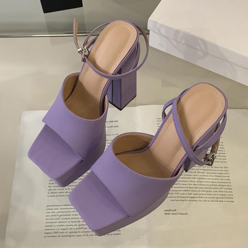 Liyke Runway Style Sexy Super High Heels Chunky Platform Sandals For Women Fashion Open Toe Buckle Strap Lady Party Banquet Shoe