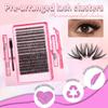 Natural Dense Sectional False Eyelashes with Quick-Set Glue and Tweezers for Beginners