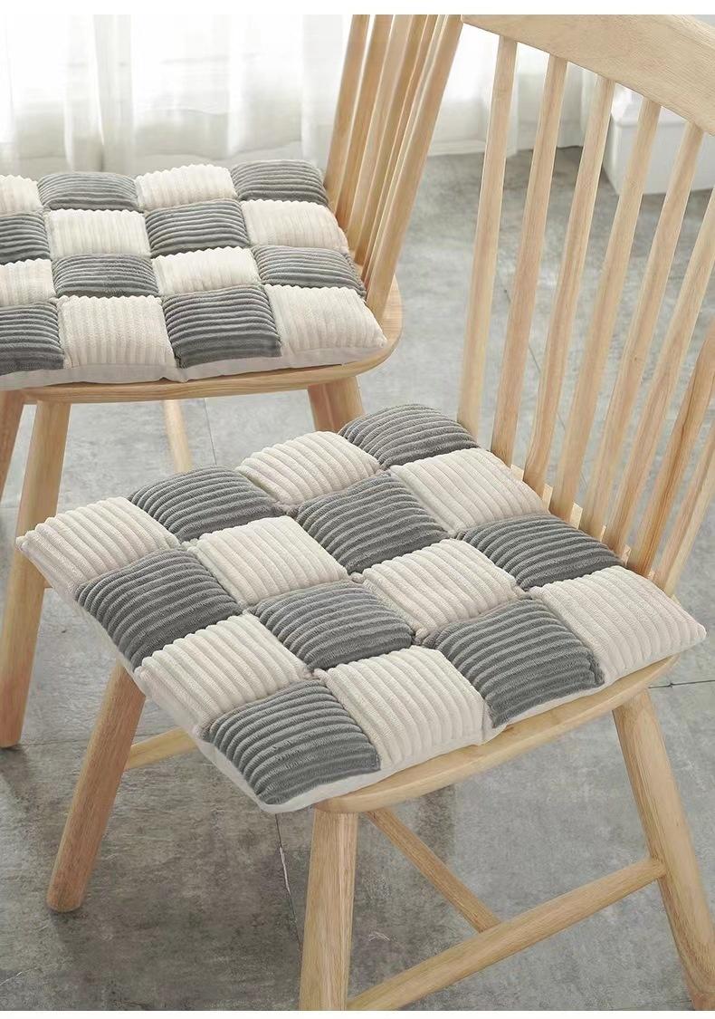 Corduroy Cushion Office Chair Cushion Plaid Thickened Student Dining Chair Cushion Bedroom Bay Window Tatami Sofa Floor Cushion 42X42CM