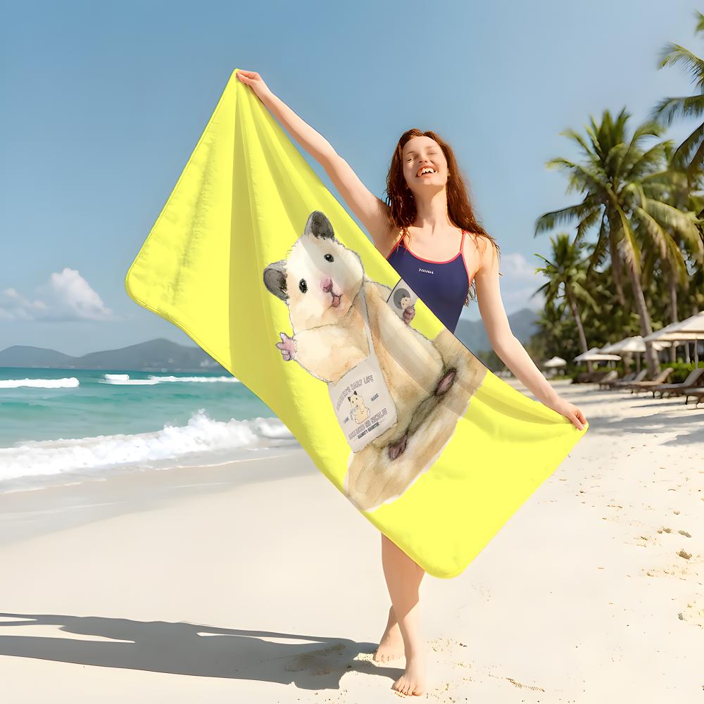 Art Watercolor Breakfast Hamster Towel Beach Blanket Towel For Travel Gym Shower Luxury Lightweight Camping Pool Hot