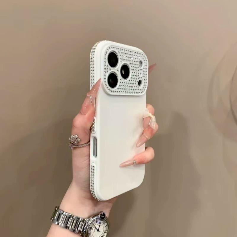 

Rhinestone Inlaid Glitter Phone Case for iPhone 17 Pro, 16 Pro, 15 Pro, 14 Pro 15 Pro Max [6.7-inch] белый