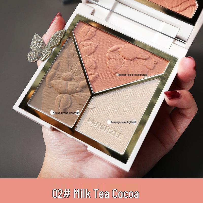 Mingxi Zhi Tricolor Contour & Highlight Palette: Beginner-Friendly, 3D Brightening for Face & Nose.
