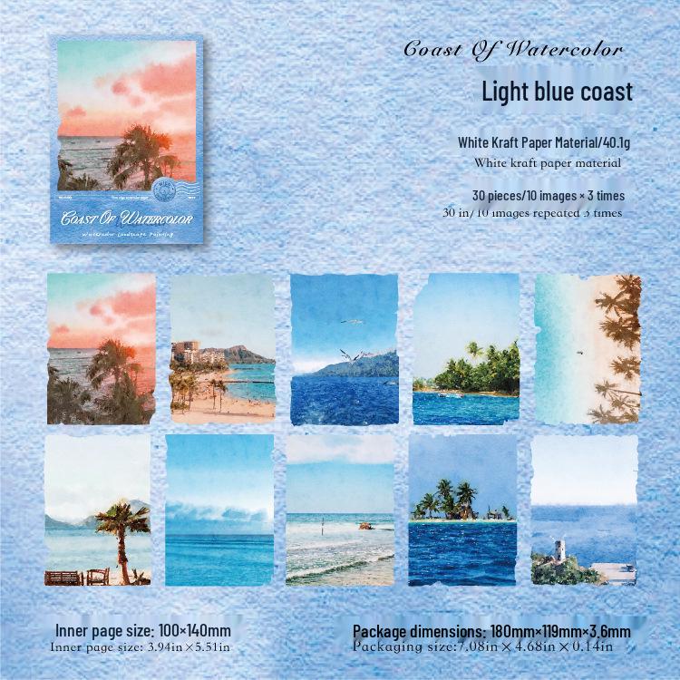 MòMò White Kraft Paper Retro Watercolor Landscape Scenery Decoration - 6 Designs