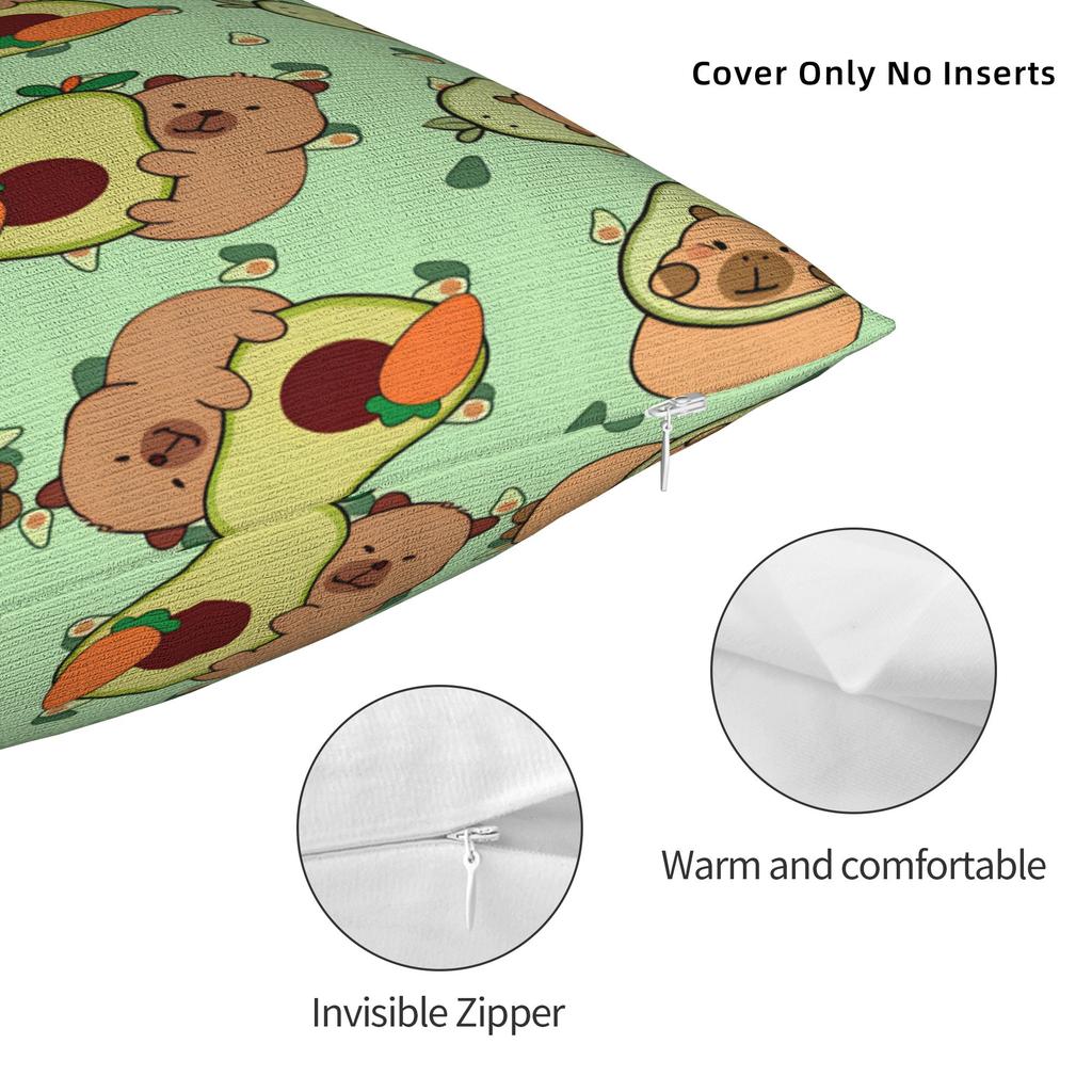 Kawaii Capybara   Pillow Cover  Fashion Pillow Case For Living Room Sofa Comfy Pillowcases Gift