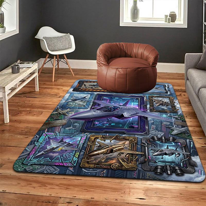 Future Combat Aircraft Showcase Pattern Rug Floor Mat for Living Room or Bedroom Soft and Comfortable Carpet a Gift for Birthday and Holiday.